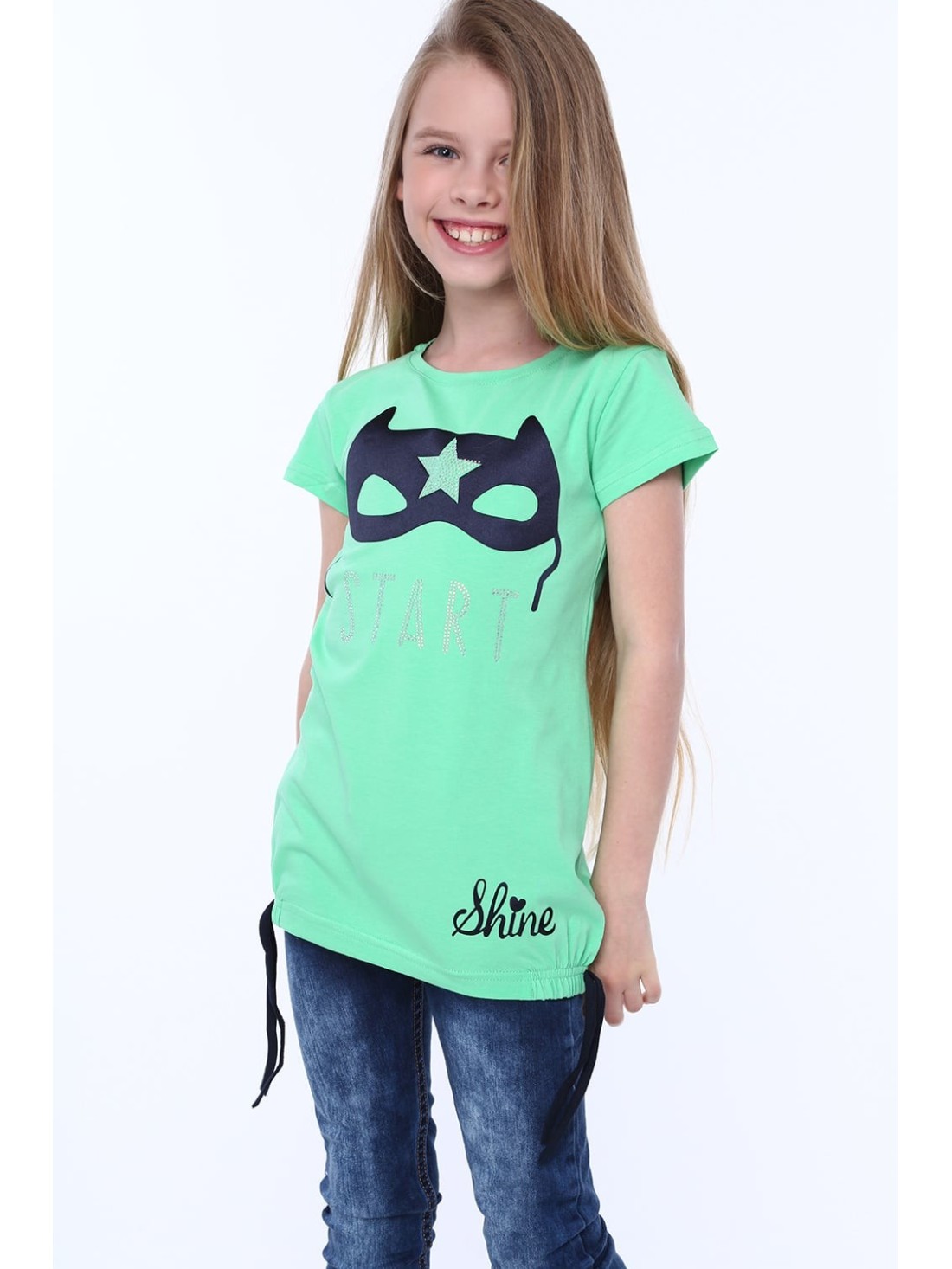 T-shirt with a green mask appliqué NDZ5322 - Online store - Boutique